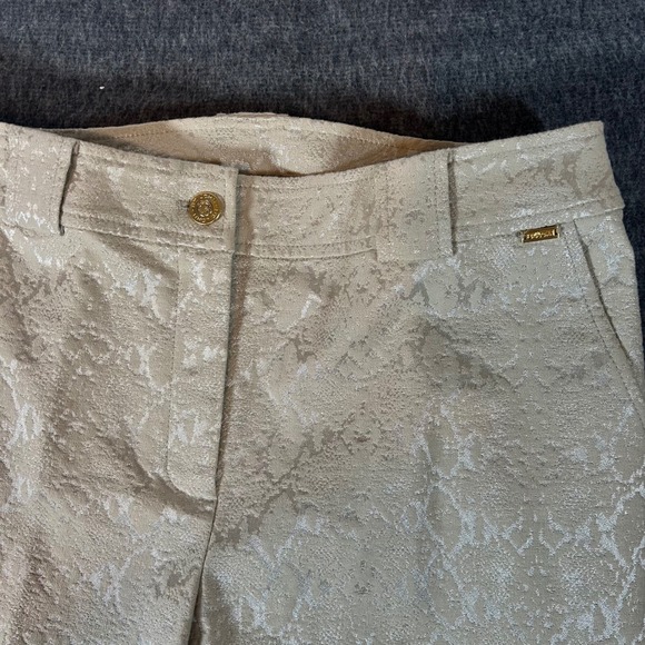 St John Womens Suit Set Ivory Blazer Pants Beige Snake Print Metallic Size 8 NWT - Picture 10 of 16